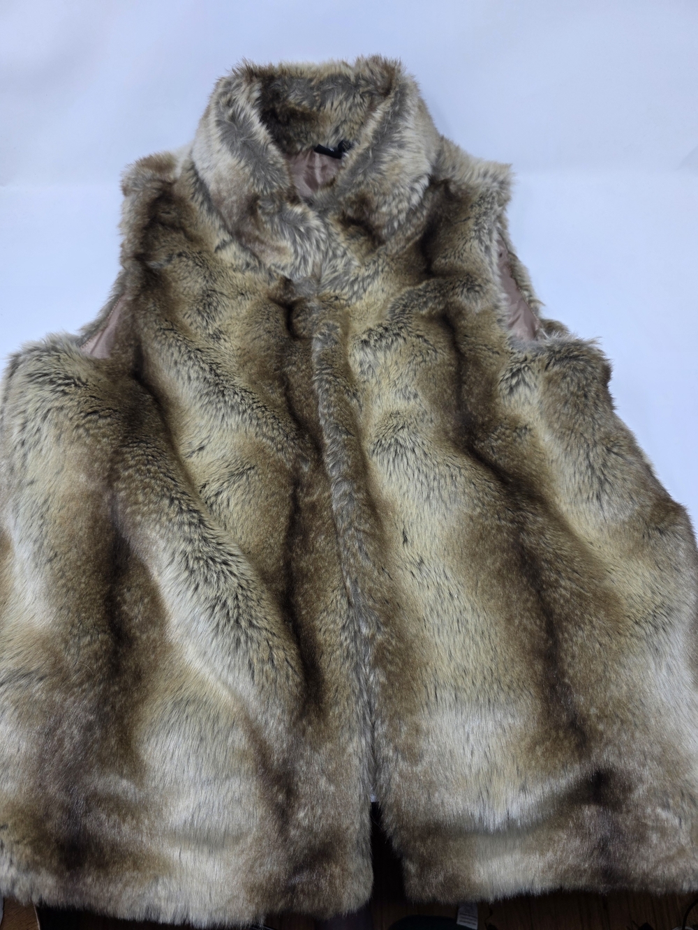 Woodland Shaggy Fur Look Vest Festival Boho Size L